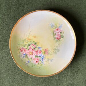 Vintage JPL Limoges France 8” Hand Painted gold trim Plate
